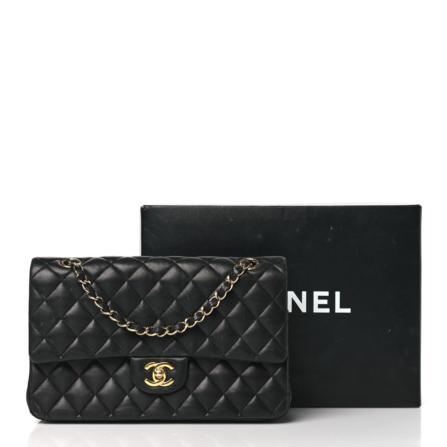 Chanel Lambskin Quilted Medium Double Flap Black 14 of 14