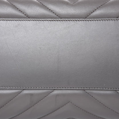 Saint Laurent Smooth Calfskin Matelasse Chevron Large Monogram Shopping Bag Grey 15 of 18