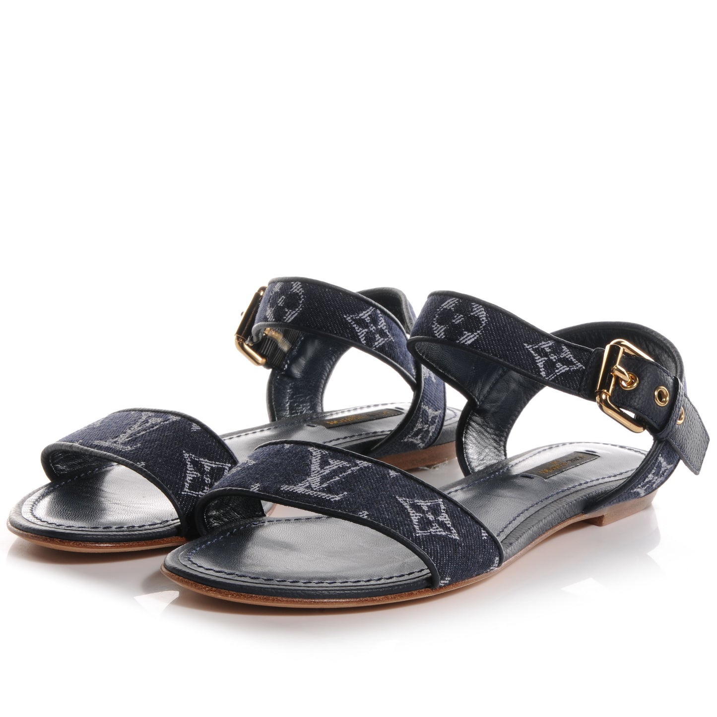 Denim Monogram Formentera Flat Sandals 36.5 Blue