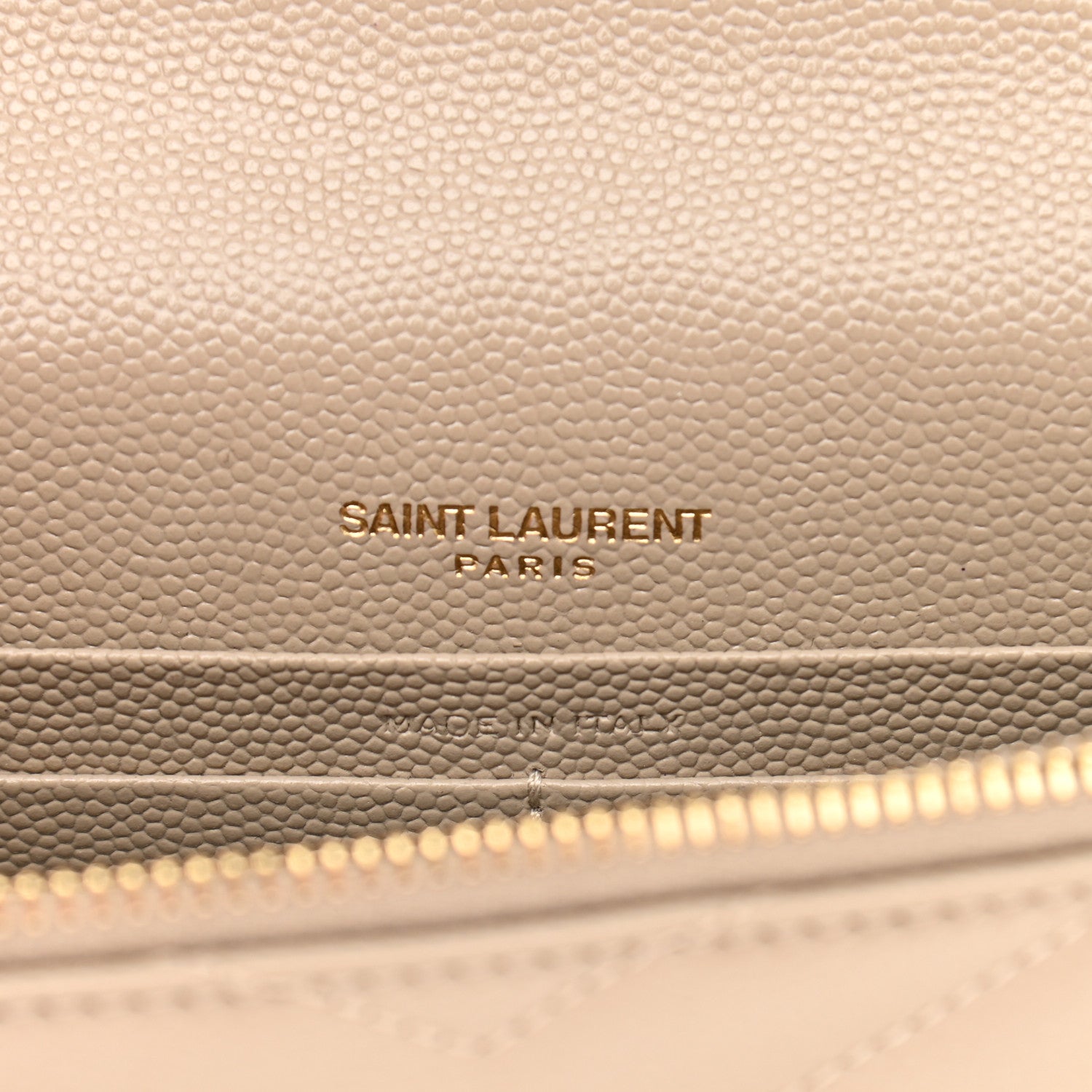 Saint Laurent Grain De Poudre Matelasse Chevron Monogram Envelope Chain Wallet Dark Beige 7 of 12