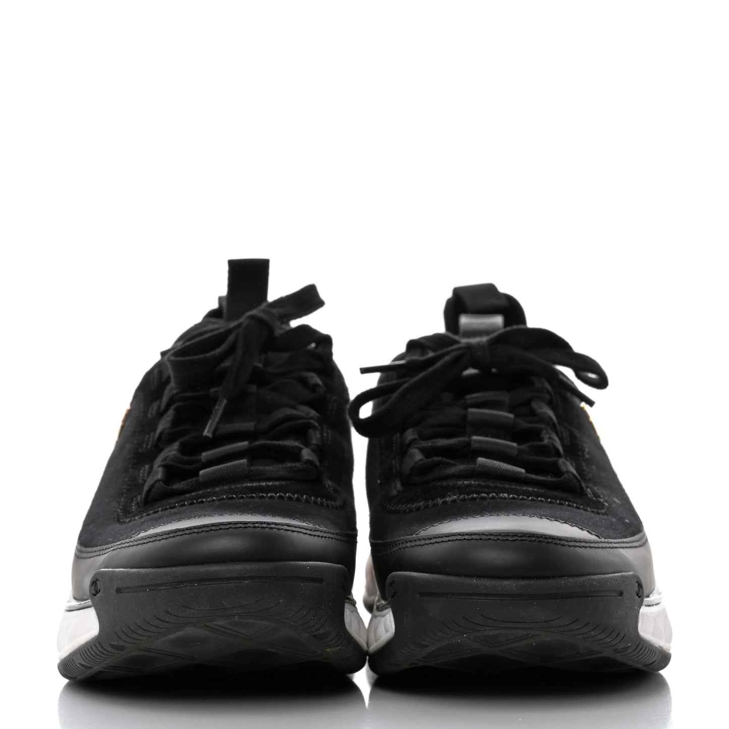 Velvet Calfskin Mixed Fibers CC Sneakers 40.5 Black