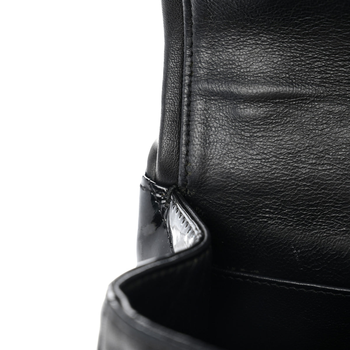 Patent Quilted Jumbo Double Flap Black