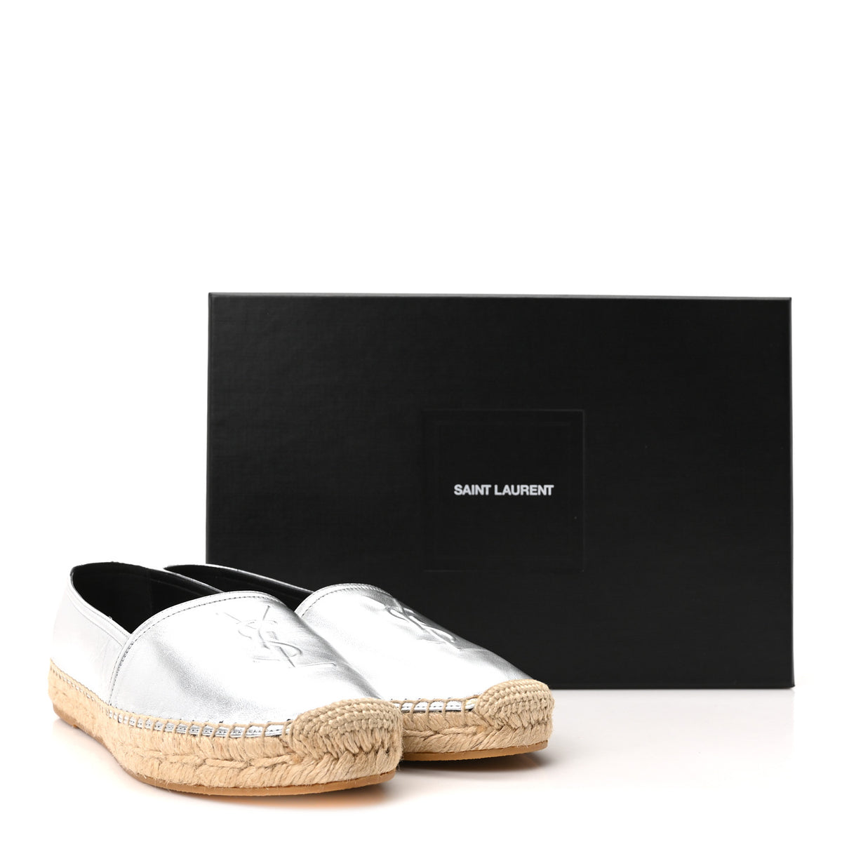 Metallic Lambskin Monogram Espadrilles 37 Platino