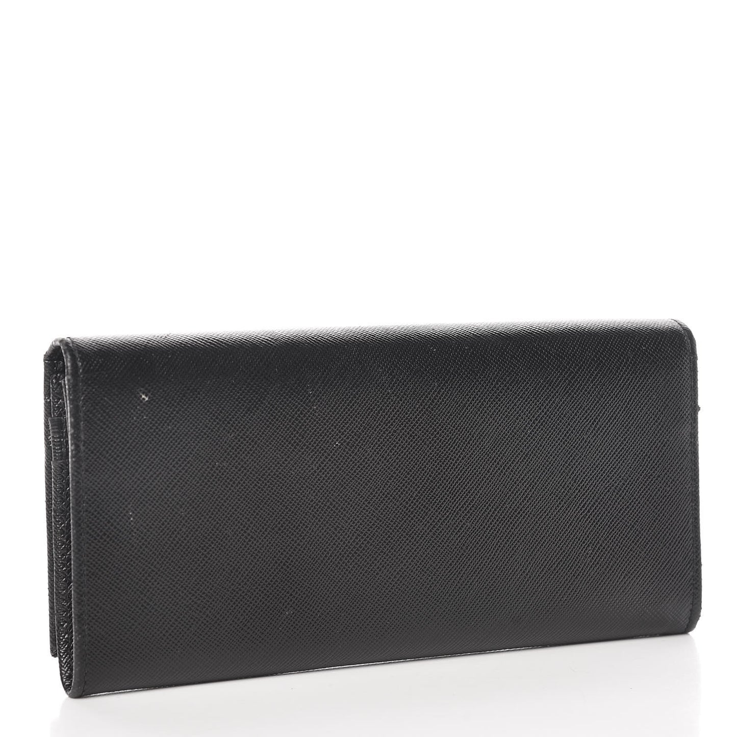 Saffiano Triangle Continental Flap Wallet Black