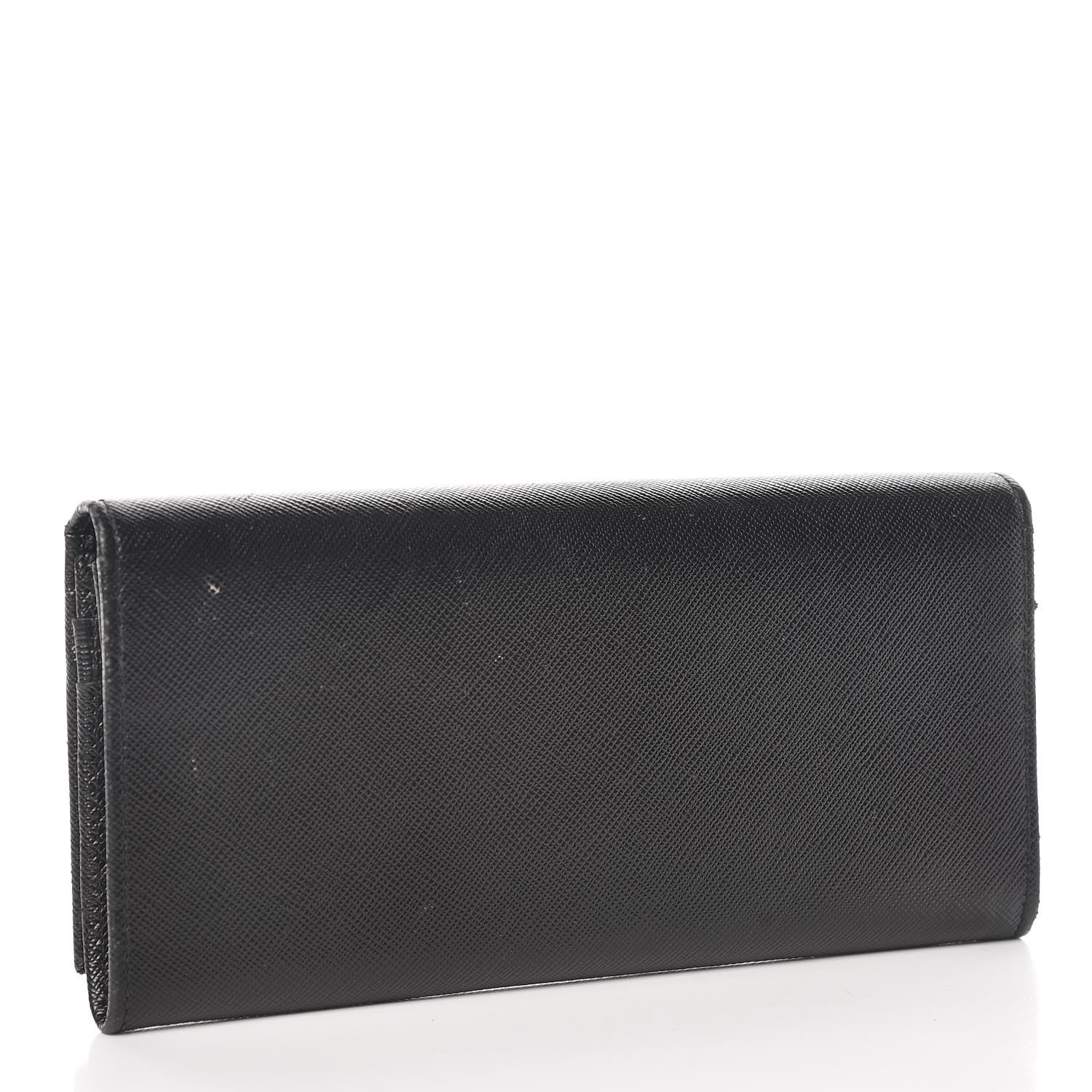 Prada Saffiano Triangle Continental Flap Wallet Black 3 of 12