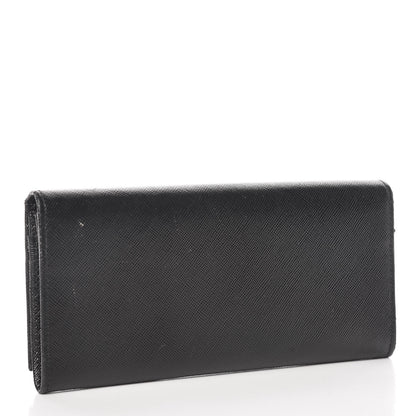 Prada Saffiano Triangle Continental Flap Wallet Black 3 of 12