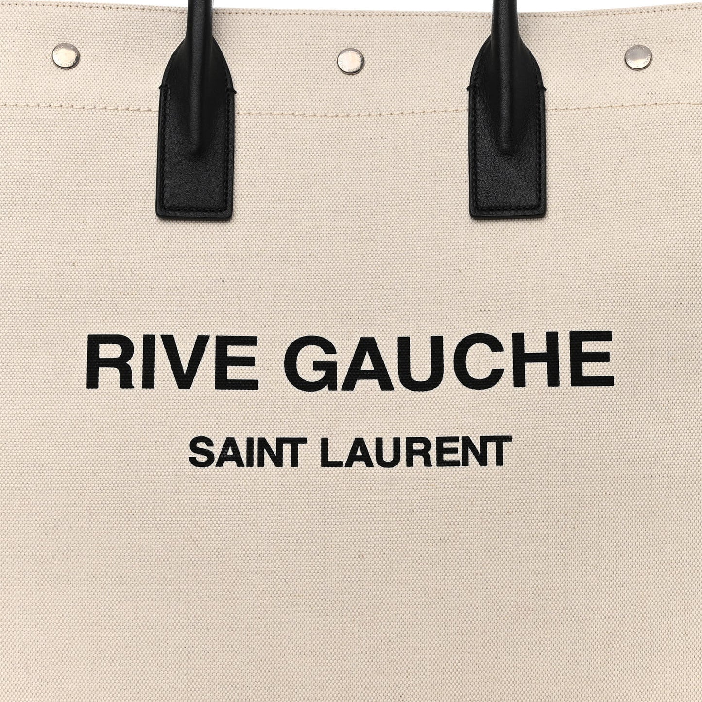 Linen Calfskin Rive Gauche North South Tote White Black