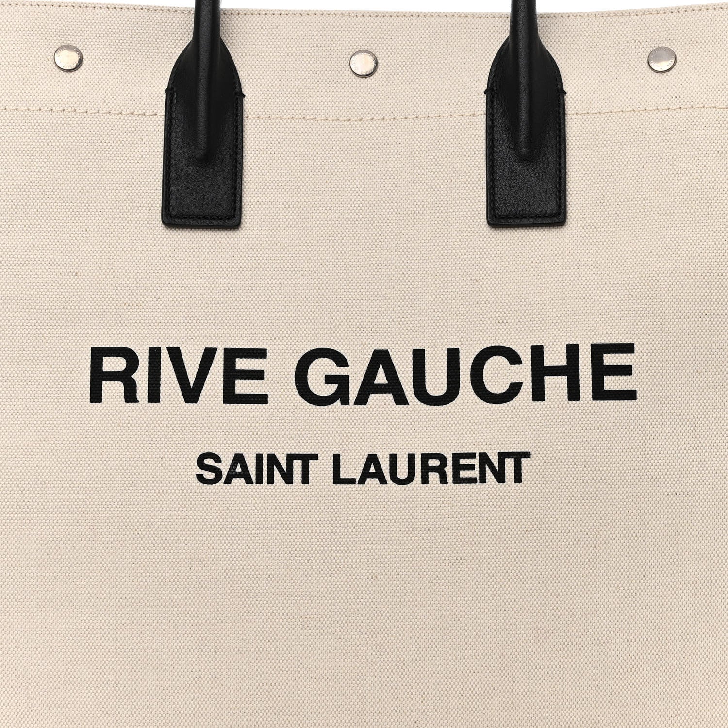 Saint Laurent Linen Calfskin Rive Gauche North South Tote White Black 8 of 12