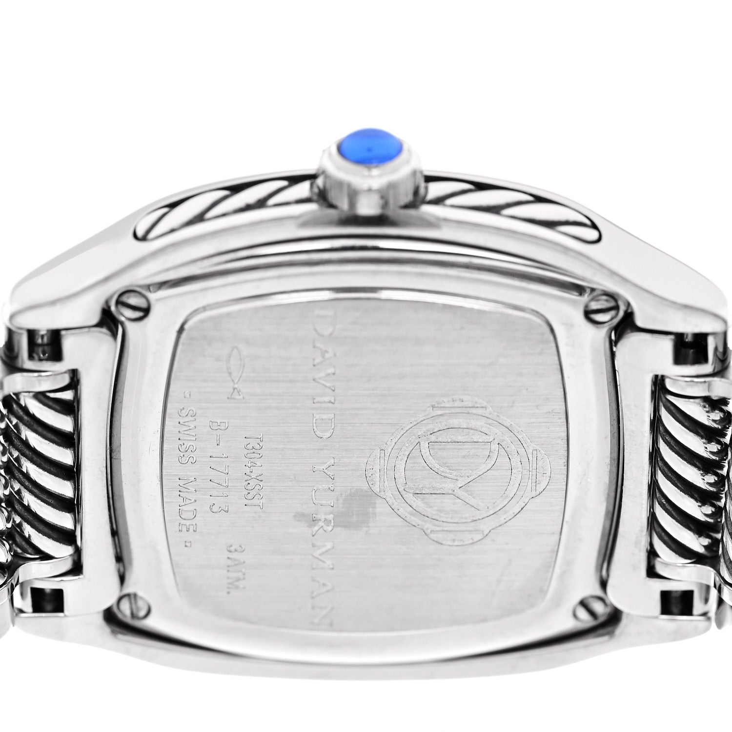 David Yurman Stainless Steel Diamond Bezel Blue Mother of Pearl 25mm Thoroughbred Quartz Watch 4 of 5