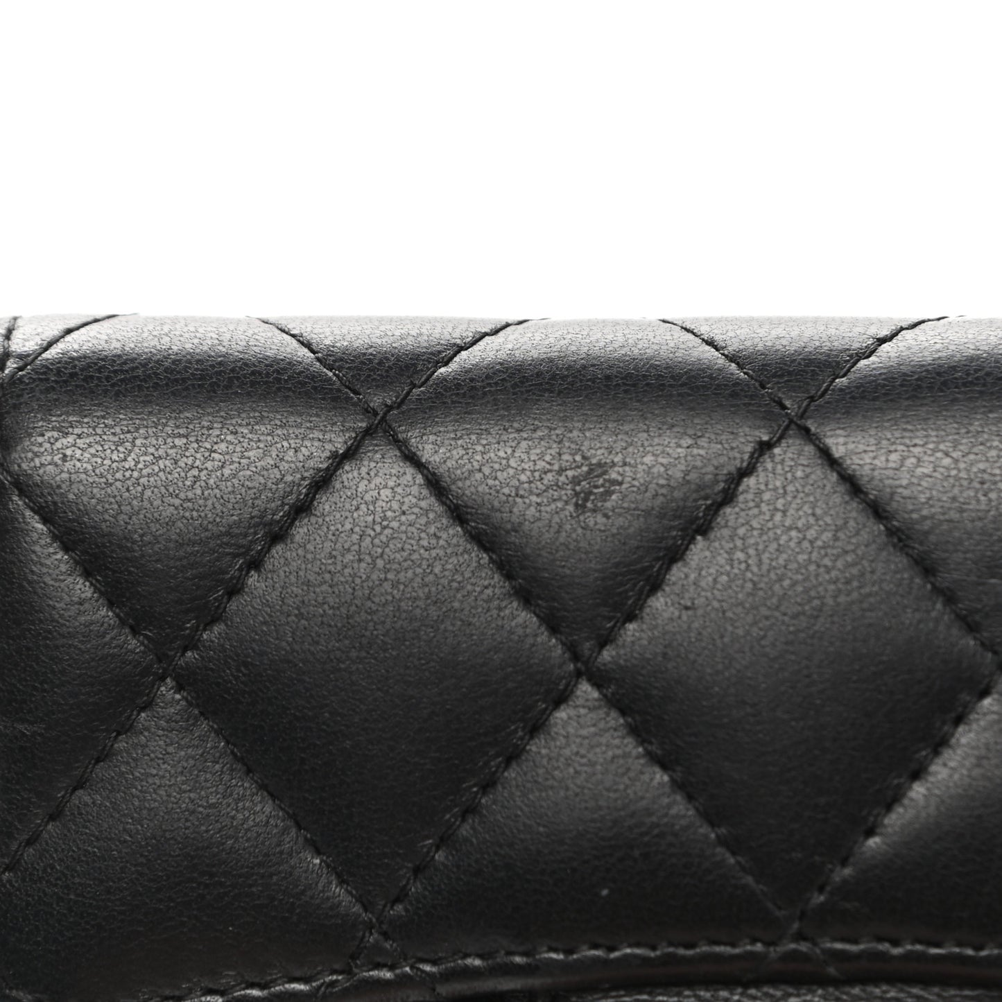 Lambskin Quilted Flap Card Holder Wallet Black
