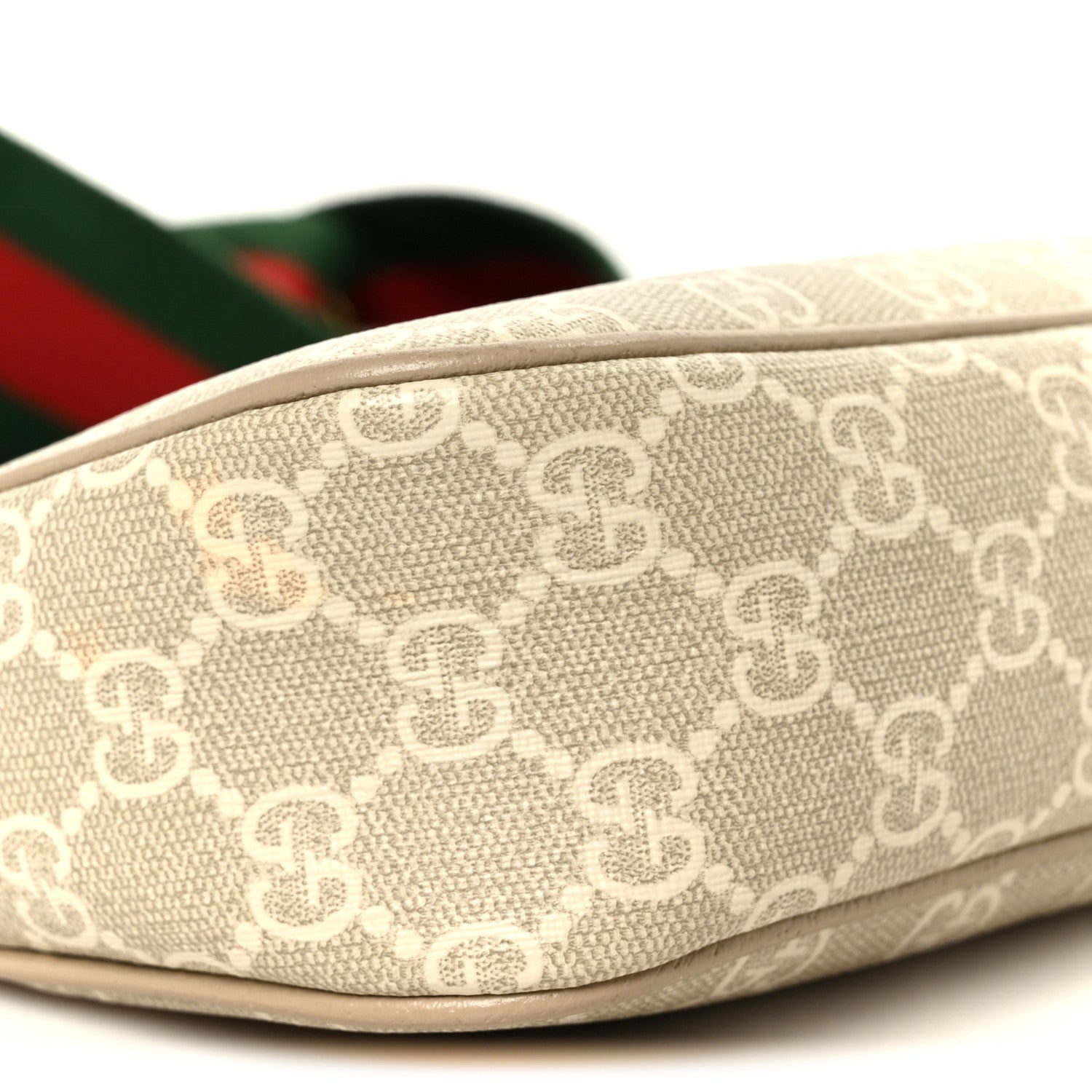 Gucci GG Supreme Monogram Textured Dollar Calfskin Web Small Ophidia GG Handbag Beige Mystic White Oatmeal 10 of 12