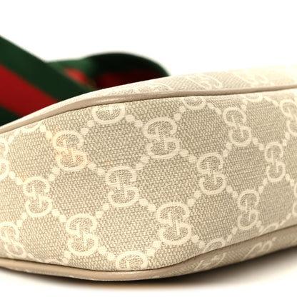 Gucci GG Supreme Monogram Textured Dollar Calfskin Web Small Ophidia GG Handbag Beige Mystic White Oatmeal 10 of 12