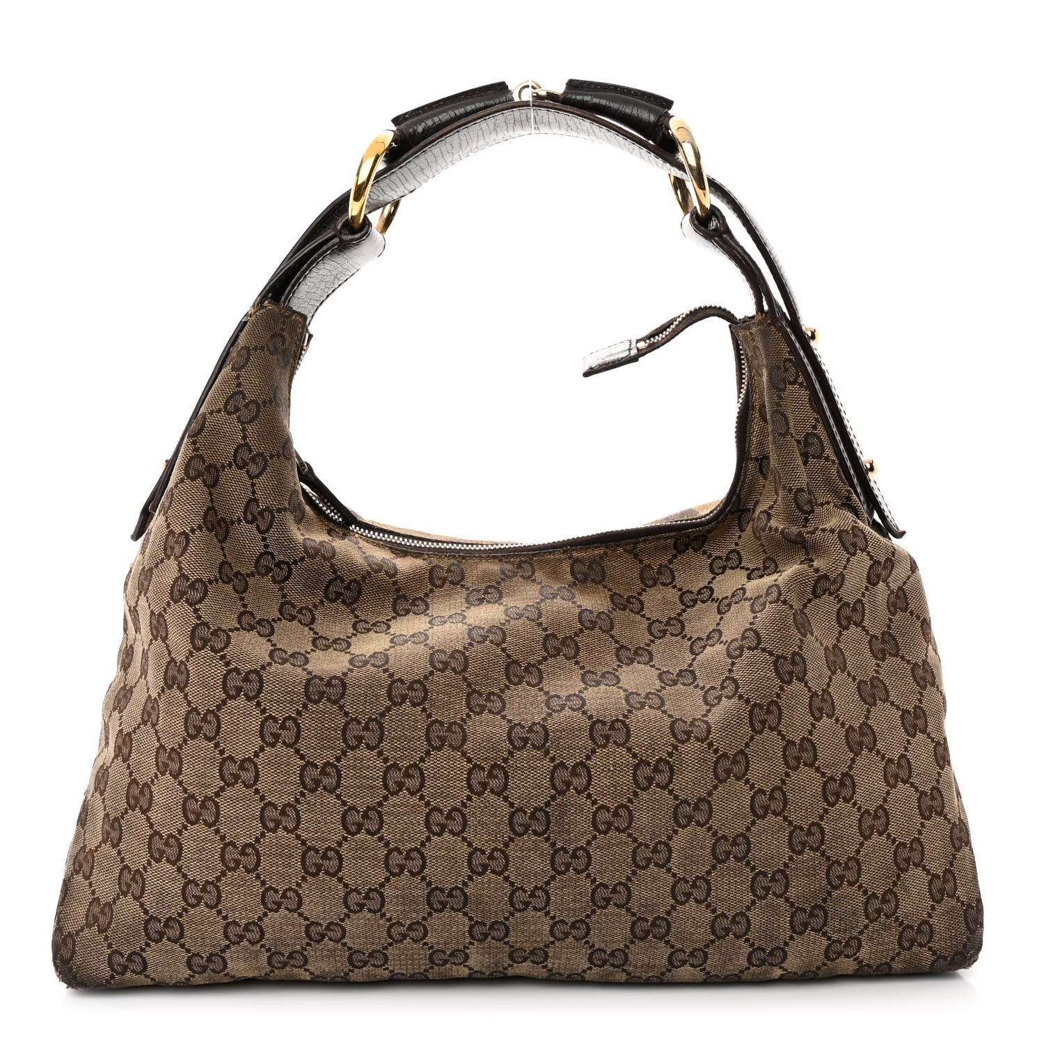 Gucci Monogram Medium Horsebit Chain Hobo Dark Brown 1 of 10