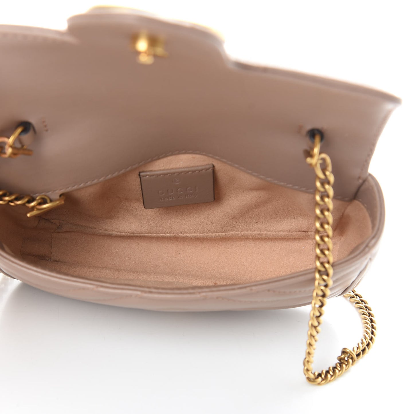 Calfskin Matelasse Super Mini GG Marmont Shoulder Bag Porcelain Rose