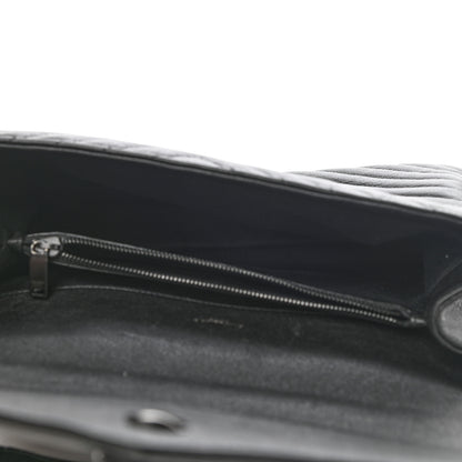 Saint Laurent Sheepskin Matelasse Chevron Monogram Monochrome Large College Satchel Black 4 of 13