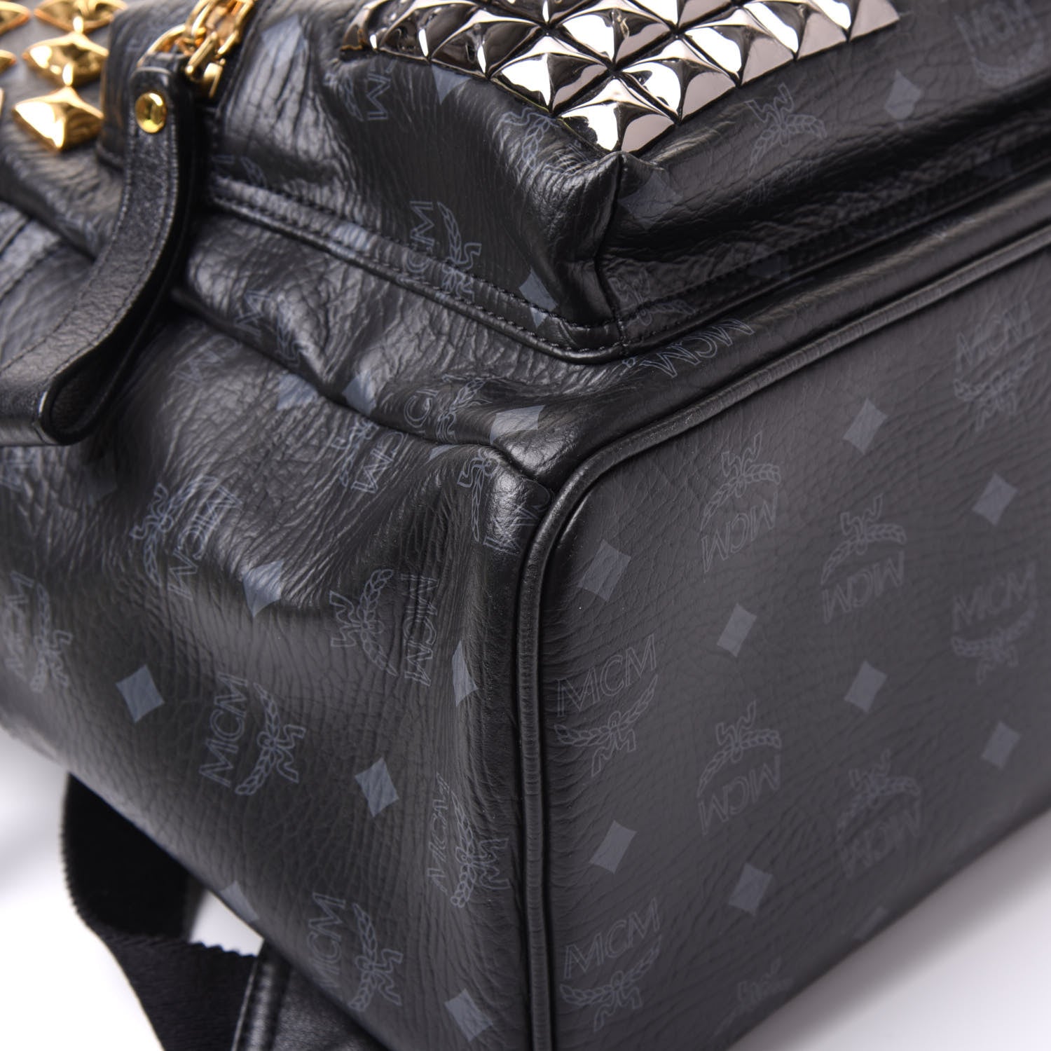 MCM Visetos Studded Medium Stark M Backpack Black 5 of 11