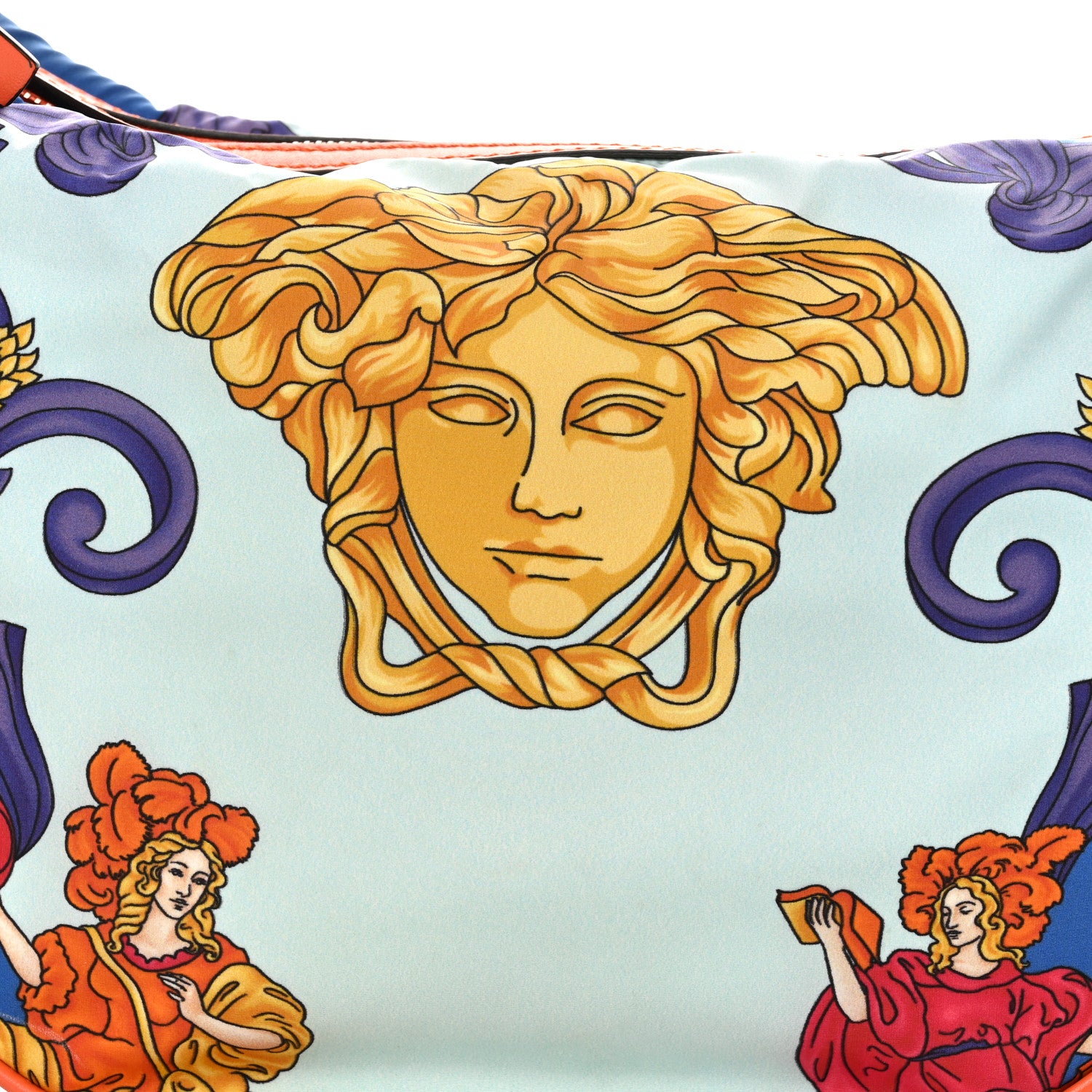 Versace Nylon Calfskin Medusa Renaissance Print Hobo Bag Multicolor 8 of 10