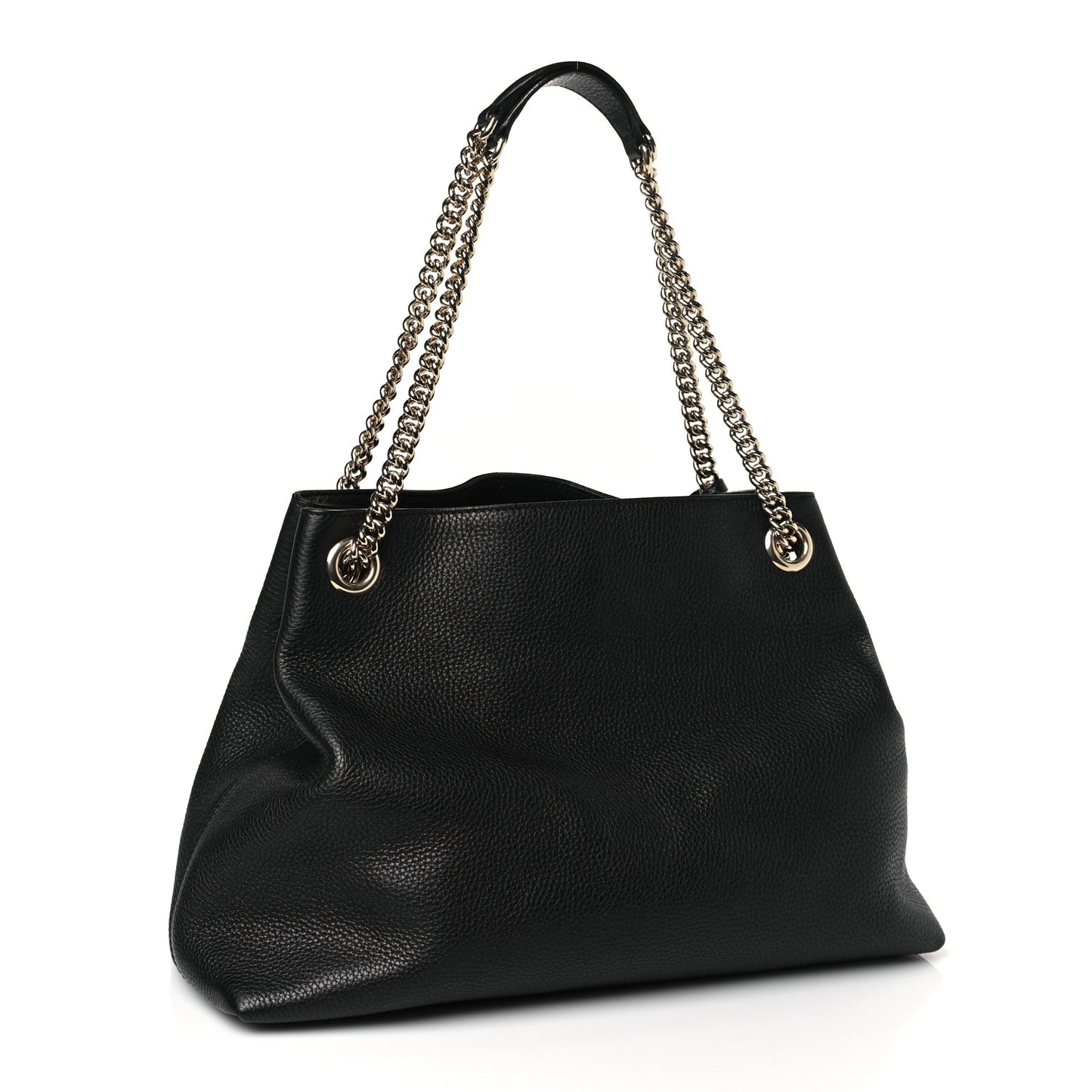 Pebbled Calfskin Medium Soho Chain Shoulder Bag Black