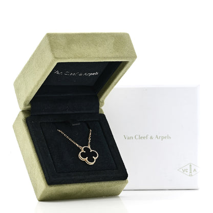 Van Cleef & Arpels 18K Yellow Gold Black Onyx Vintage Alhambra Pendant Necklace 6 of 6