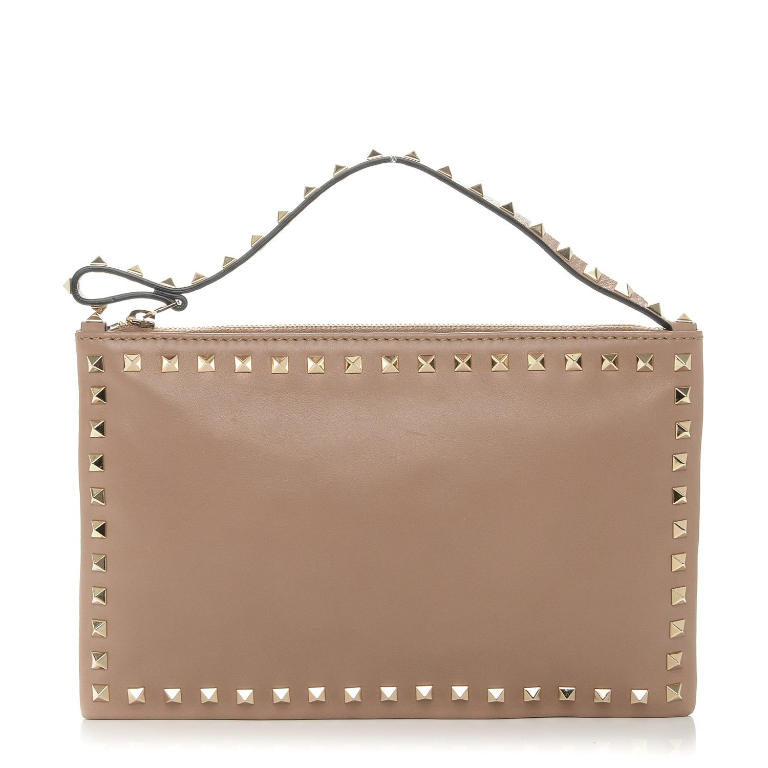 Valentino Garavani Vitello Rockstud Zip Handle Pouch Poudre 1 of 6