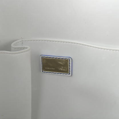 Fendi Calfskin Canvas Basket Sea Medium Tote White Blue 8 of 15