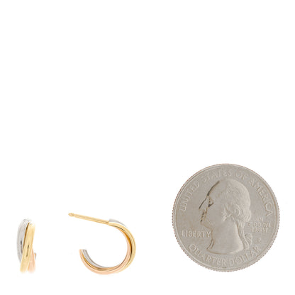 Cartier 18K Pink Yellow White Gold Small Trinity Hoop Earrings 2 of 6