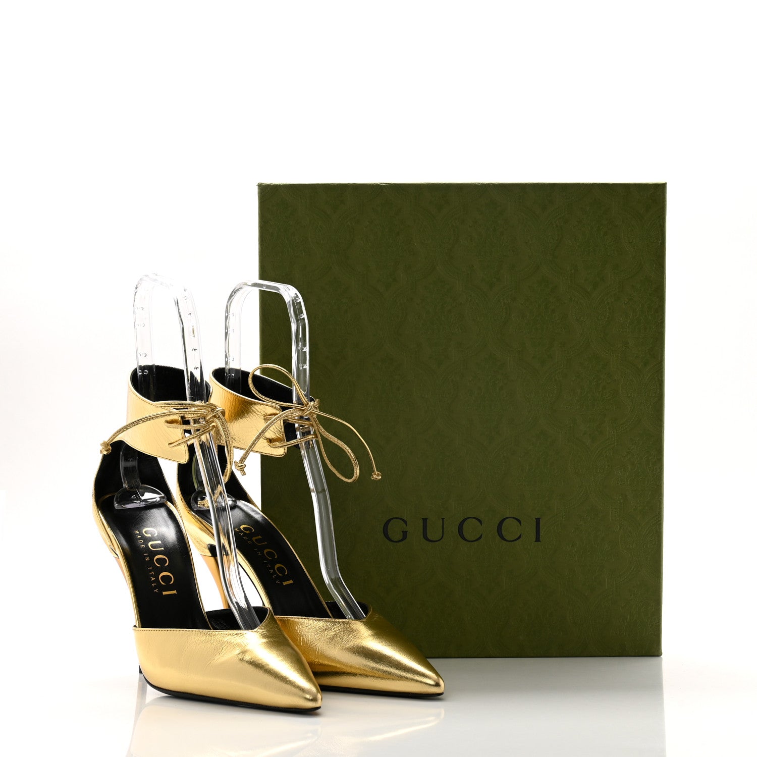 Gucci Soft Nappa Priscilla Ankle Cuff Pumps 41 Gold 10 of 10