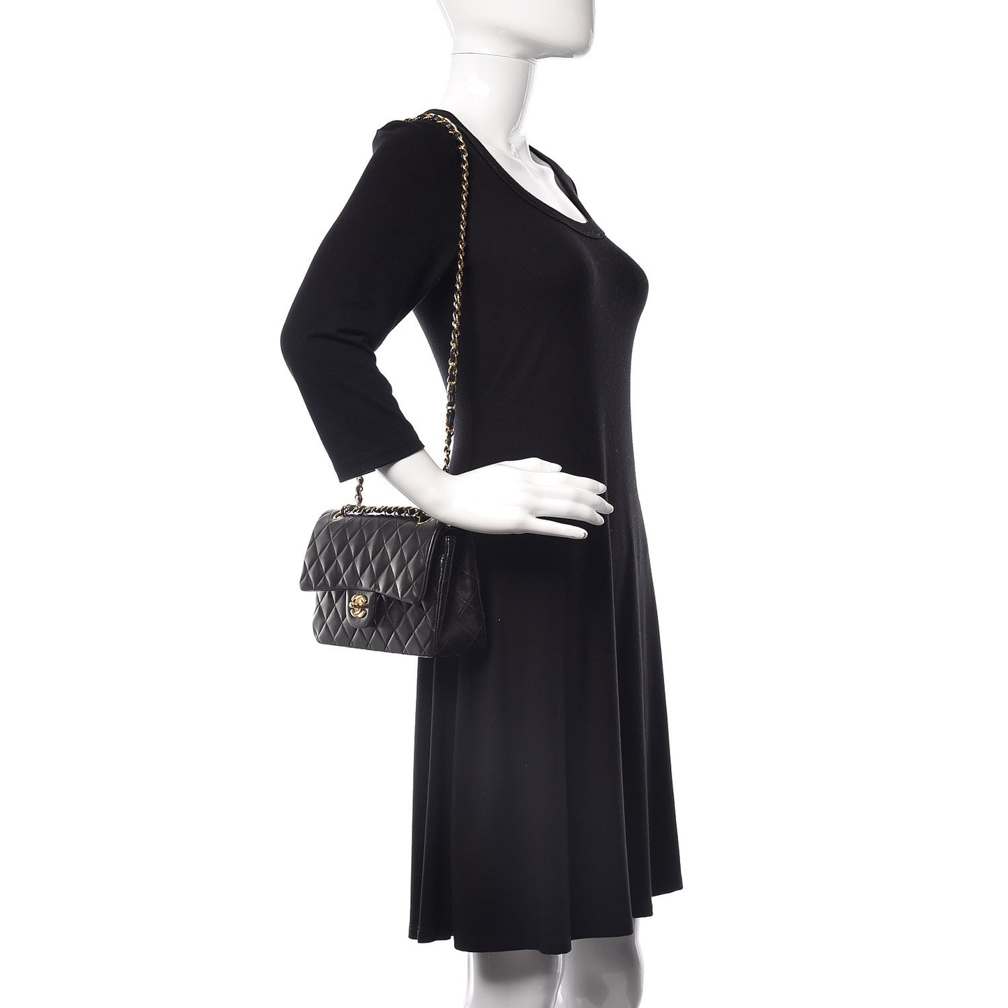 Lambskin Quilted Small Double Flap Black