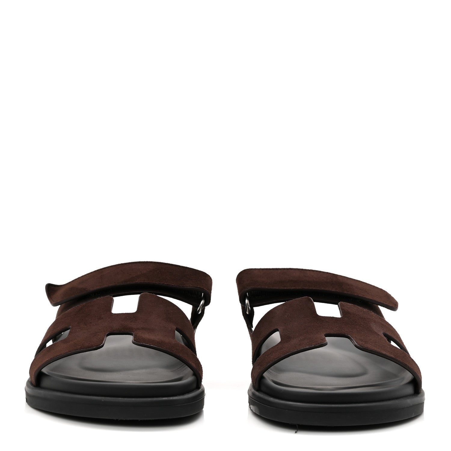 Hermes Suede Goatskin Womens Chypre Sandals 39 Marron Ebene 3 of 10