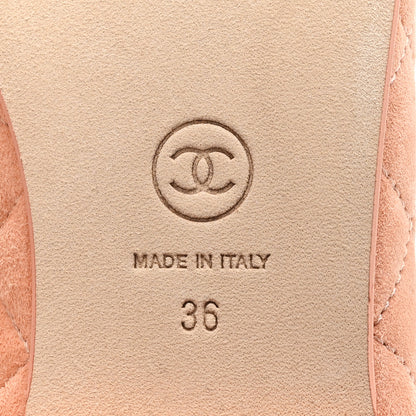 Chanel Suede Calfskin Quilted Cap Toe CC Ballerina Flats 36 Pink 7 of 9