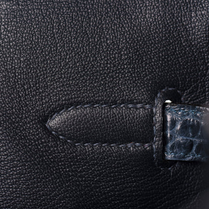 Hermes Shiny Porosus Crocodile Birkin 35 Bleu Abysse 23 of 35