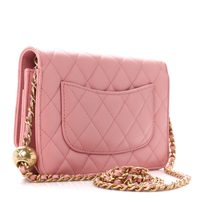 Chanel Lambskin Quilted CC Pearl Crush Wallet on Chain WOC Pink 3 of 15