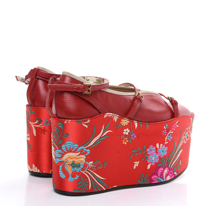 Gucci Malaga Kid Silk Hannelore Detachable Platform Slide 36.5 Hibiscus Red 4 of 10