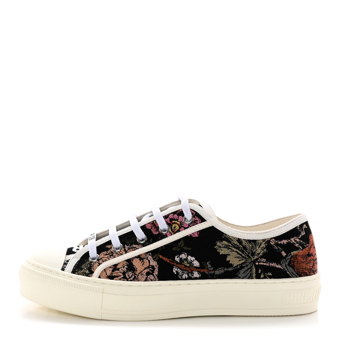 Canvas Jardin Botanique Embroidered Womens Walk'N'Dior Low Top Sneakers 39.5 Black Multicolor