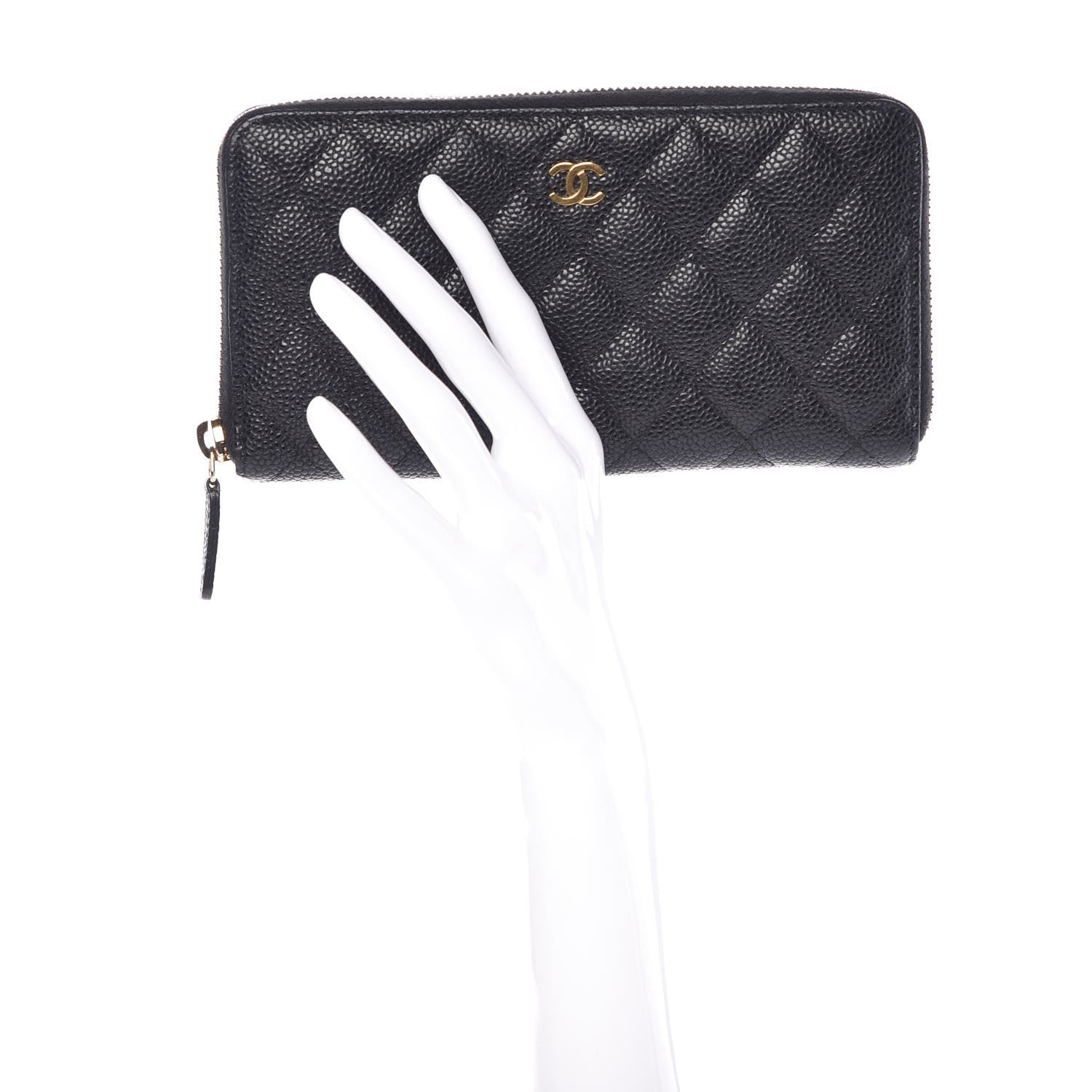 Chanel Caviar Quilted Large Gusset Zip Around Wallet Black 2 of 8