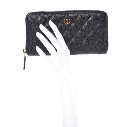 Chanel Caviar Quilted Large Gusset Zip Around Wallet Black 2 of 8