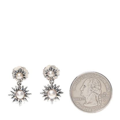 David Yurman Sterling Silver Pearl Starburst Drop Earrings 2 of 3