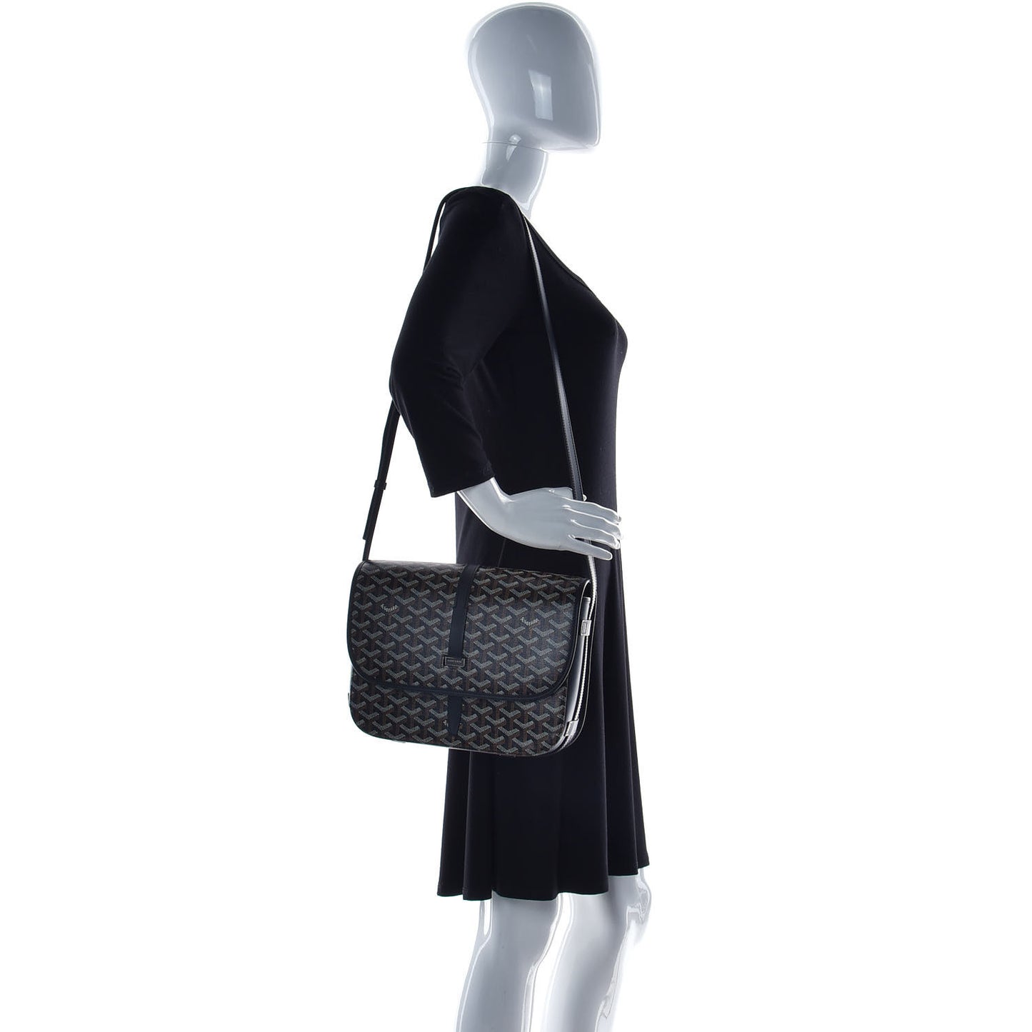 Goyardine Belvedere II MM Messenger Bag Black