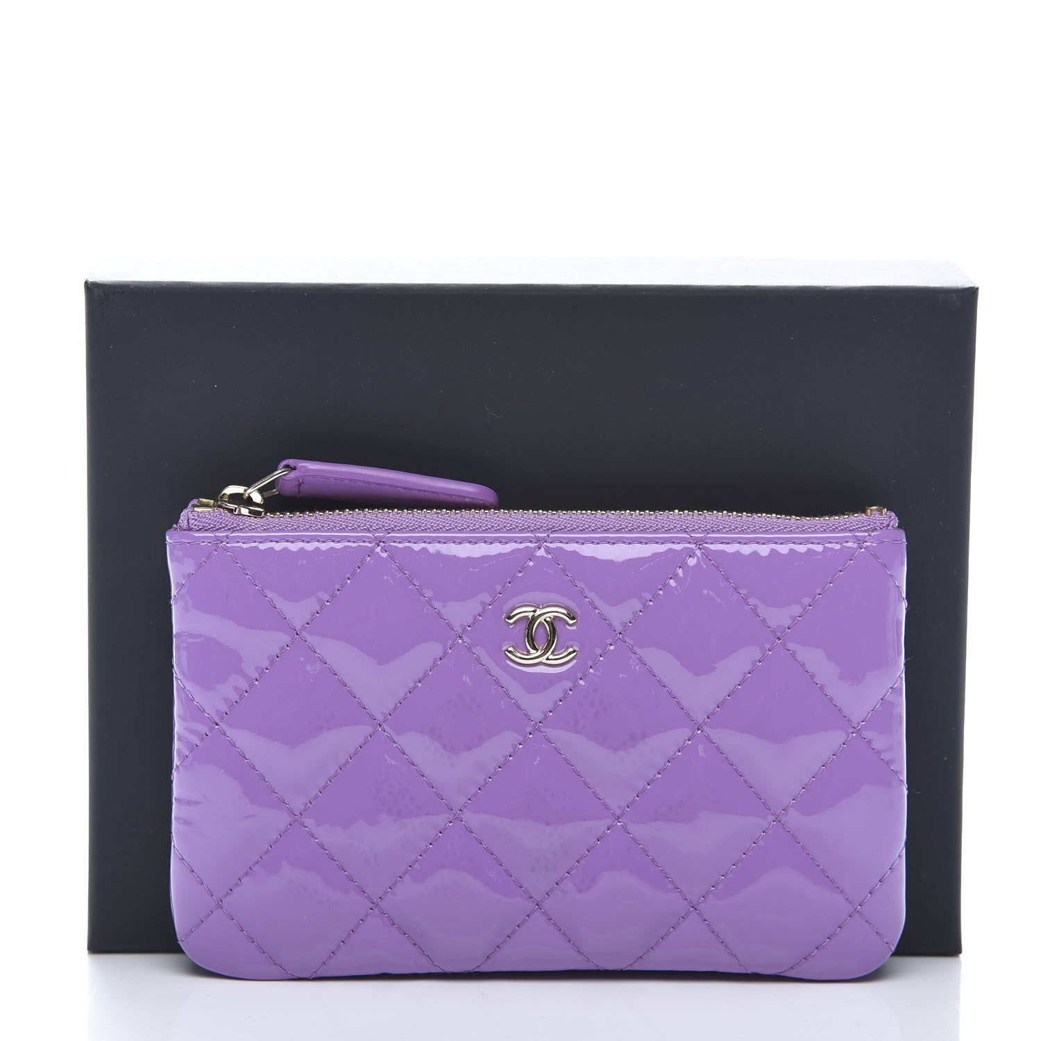 Chanel Patent Quilted Small Cosmetic Case Purple 10 of 10