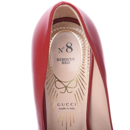 Gucci Nappa Bow High Heel Pumps 37.5 Hibiscus Red 7 of 9