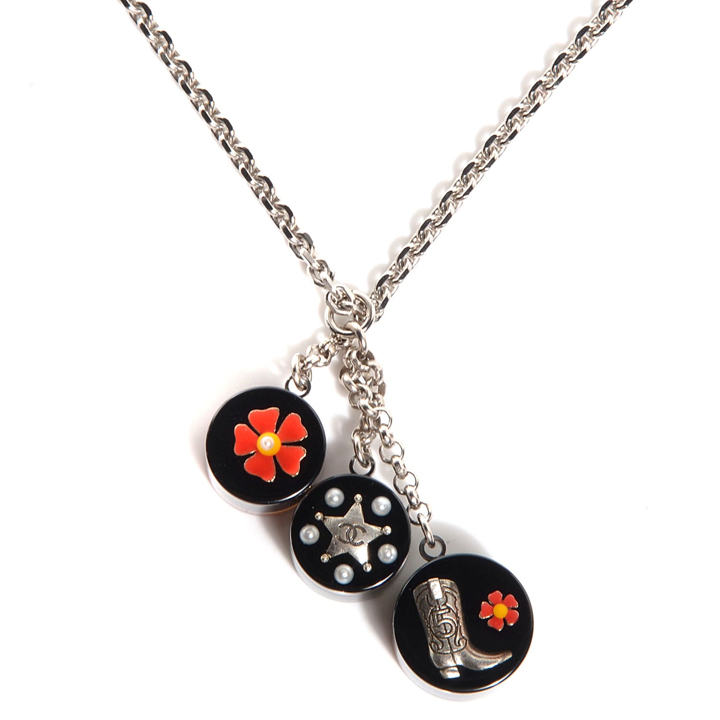 Pearl Resin CC Paris Dallas Necklace Silver
