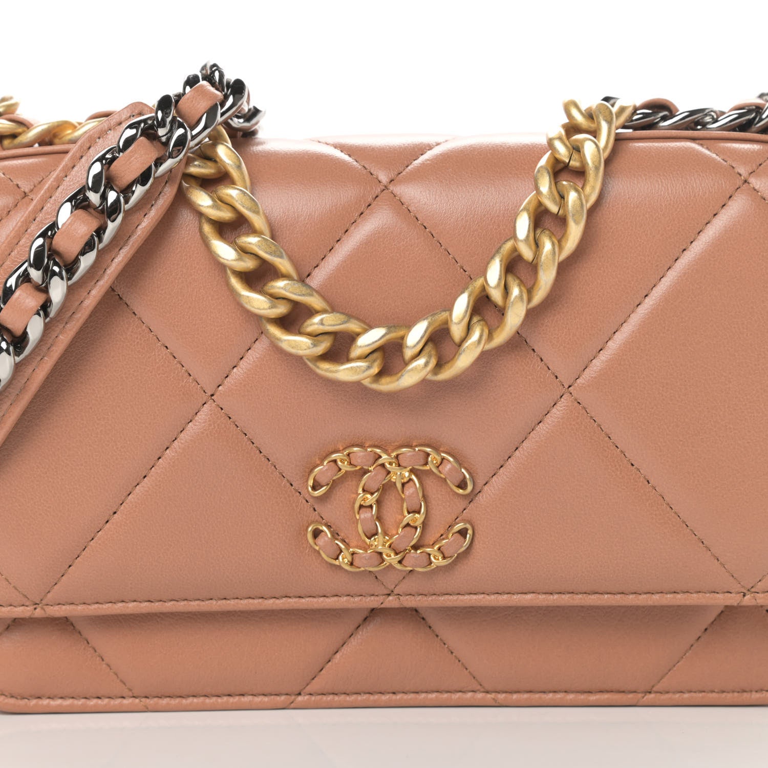Chanel Lambskin Quilted 19 Wallet On Chain WOC Brown 9 of 15