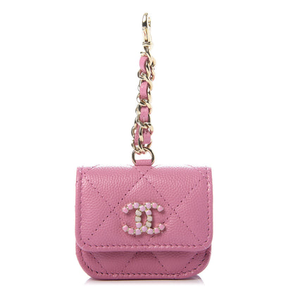 Chanel Caviar Quilted Crystal CC Airpods Pro Case Pink 1 of 6