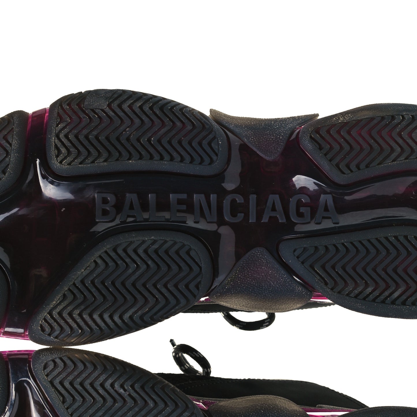 Fabric Mesh Clear Sole Mens Triple S Sneakers 45 Black Pink Neon