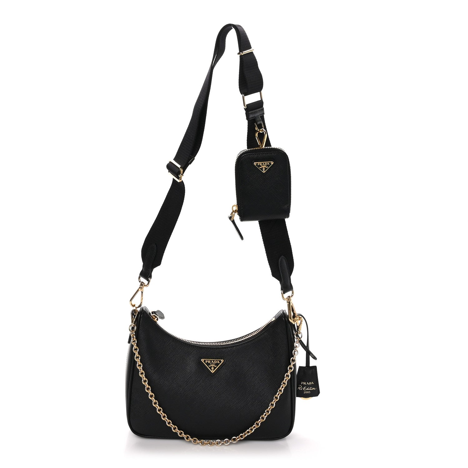 Prada Saffiano Lux Re-Edition 2005 Shoulder Bag Black 1 of 9