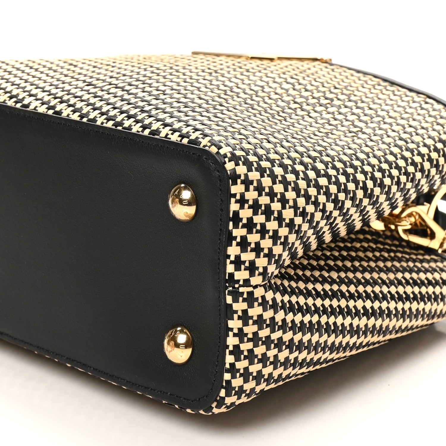 Louis Vuitton Raffia Calfskin Capucines MM Black Ecru 10 of 10