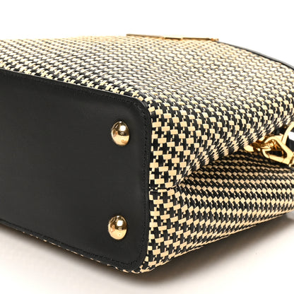Louis Vuitton Raffia Calfskin Capucines MM Black Ecru 10 of 10
