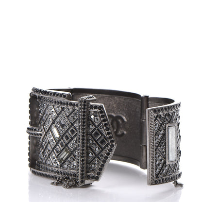 Chanel Ruthenium Crystal CC Wide Cuff 5 of 6
