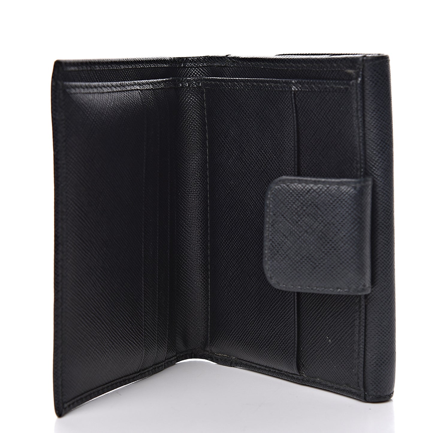 Saffiano Metal French Flap Compact Wallet Black