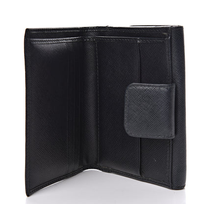 Prada Saffiano Metal French Flap Compact Wallet Black 5 of 7